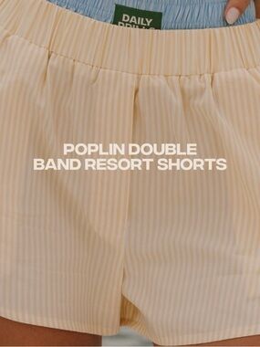 Daily Drills Yellow & Cream Striped Poplin Double Band Resort Shorts